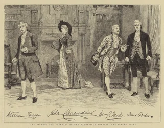De School voor Schandaal in het Vaudeville Theater, de Schermscène